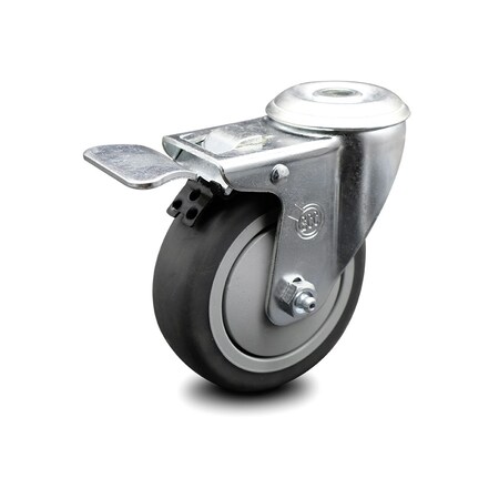 Service Caster 4 Inch Thermoplastic Rubber Wheel Swivel Top Plate Caster with Total Lock Brake SCC-TTL20S414-TPRB